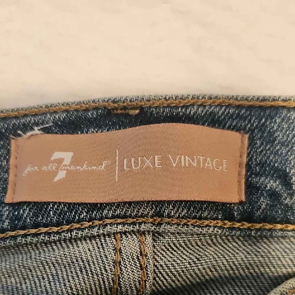 7 For All Mankind Blue Skinny Jeans with Pearl Details - Picture 2 of 10